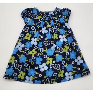 Carters Baby Girls Dress 9 Months Blue Green Floral‎ Cotton Blend Outfit EUC